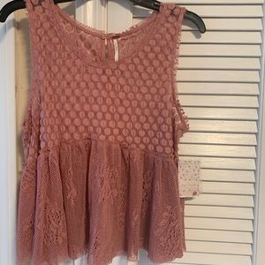 NWT super cute Free People lace top in color Rose.